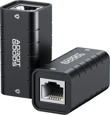 Obrázek produktu pro AdroitGoods RJ45 Ethernet Extension - 10 Gigabitů za sekundu - Propojovací internetový kabel - Síťový konektor - Adaptér pro spojky - Černý