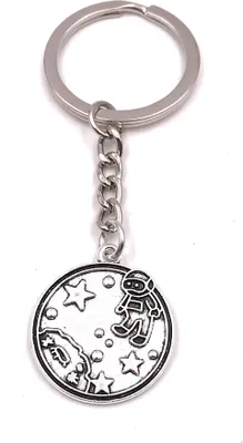 Produktbild von Onwomania Schlüsselanhänger Astronaut Weltraum Raumfahrer Planet silber Anhänger Keychain