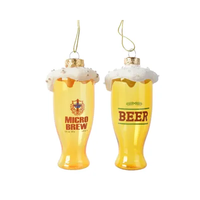 Produktbild von Christbaumschmuck Glas Bierglas 13cm, 1 Stück sortiert - Orange