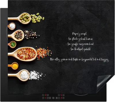Produktbild von KitchenYeah© Herdabdeckplatte Sprichwörter - Papa-Rezept - Zitate - Kochen , 59x52cm, Küche Deko, Glaskeramikkochfeld Herdabdeckung, Abdeckplatte fùr Kochfeld