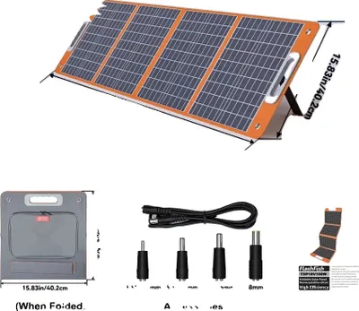 Obrázek produktu pro Skládací solární nabíječka, jmenovitý výkon 60 W, lehká a přenosná, TSP18V100W