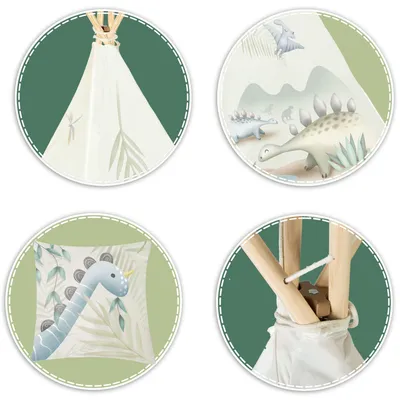Produktbild von Nukido Tipi-Zelt für Kinder – Dinosaurier