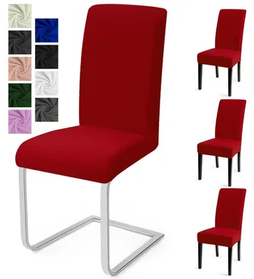 Productafbeelding van Stoelhoes set van 4, rood, stretch, wasbaar, polyester en Elasthan, universele maat