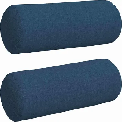 Image de vidaXL Coussin d'assise 2 pièces bleu Ø 15 x 40 cm Tissu