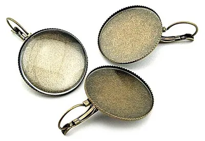 Produktbild von Vintageparts Brisuren Messing antik bronze rund für 25 mm Cabochon, 4 Stück
