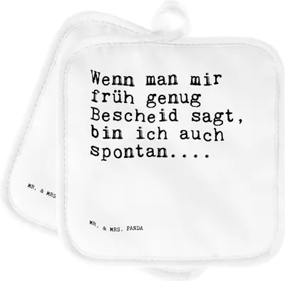 Produktbild von Mr. & Mrs. Panda Topflappen Wenn man mir früh... - Weiß - Geschenk, Spruch Sprüche Weisheiten Zitate Lustig Weisheit Worte, Kochlappen, Freund, Freundin, Topflappenset