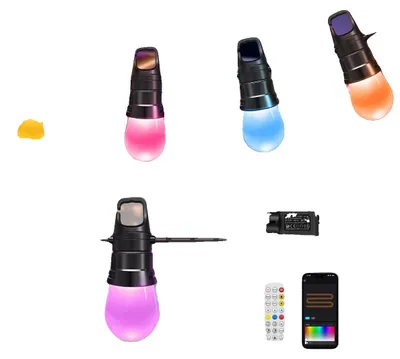 Zdjęcie produktu dla Świetlna girlanda LED RGB, synchronizacja z muzyką, sterowanie za pomocą aplikacji i pilota, 15 metrów, 20 lamp