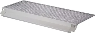 A metal range hood filter with a silver mesh top and a gray metal frame.