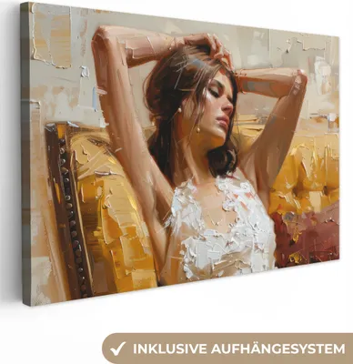 Produktbild von MuchoWow® - Leinwandbilder - Frau - Kunst - Abstrakt - Modern, Wandbild, Wanddeko Bilder Wohnzimmer, 120x80 cm