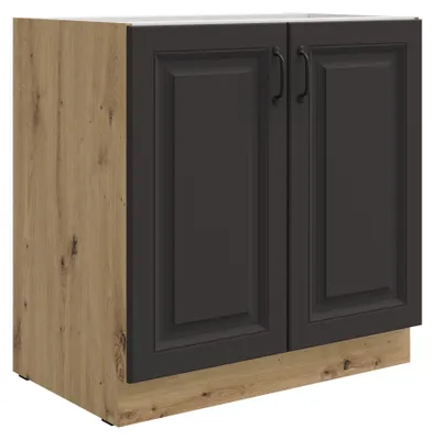 Produktbild von Unterschrank 80 cm Stilo Grau + Eiche Artisan Küchenzeile Küchenblock Küche