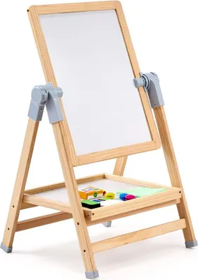 Obrázok produktu pre 2 v 1 detský maliarsky stojan, obojstranná drevená magnetická tabuľa, kriedová tabuľa