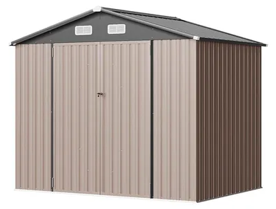 Produktbild von Metallgerätehaus 235x171x196 cm wetterfest mit Doppeltür abschließbar Braun