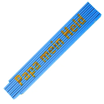 Produktbild von Zollstock Meterstab Laser Gravur Vatertag Männer Geschenk Papa mein Held blau