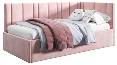 Zdjęcie produktu dla Belvedo Łóżko tapicerowane 100x200 cm - Różowe - z pojemnikiem na pościel - Tkanina Jasmine 61 Aksamit - Supreme Prato