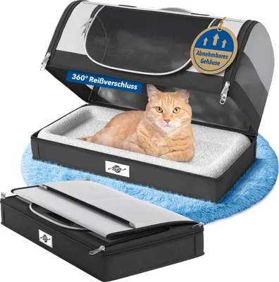 Produktbild von Smart-Planet® Transporttasche Katzen und Hunde mit abnehmbaren Boden - faltbare Transportbox bis 8kg - 50x30x30 cm - mit Tragegurt für Tierarzt