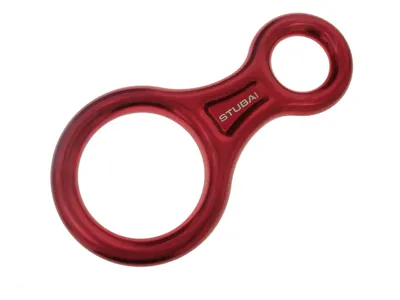 Image de STUBAI Descendeur en huit grand format – Dispositif d'assurage en aluminium (109 g, 30 kN) – Pour l'escalade, l'alpinisme, le canyoning, les travaux en hauteur et le sauvetage –  EN 15151-2 – Anodisé rouge
