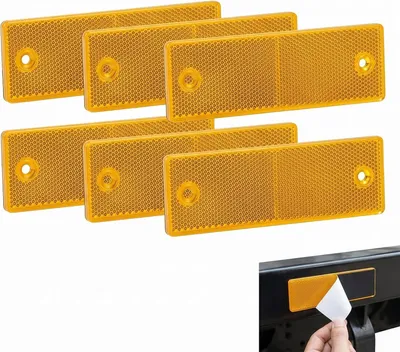 Imagen del producto de Reflectores amarillos, 6 unidades, de 148x48 mm, rectangulares, para remolques