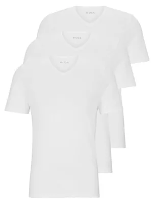 Produktbild von BOSS Herren 3er-Pack Jersey-t-Shirts mit V-Ausschnitt Unterhemd, Weißer Schnee,