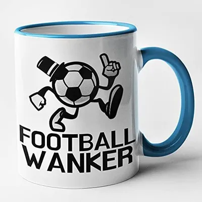 Fußball-Mok mit witzigem Spruch, 325 ml, Blau