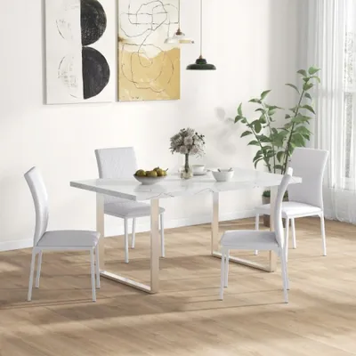 Imagen del producto de Sillas de comedor - Sillas - Asientos - Sillas de cocina - Sillas blancas - Tapicería de imitación de cuero