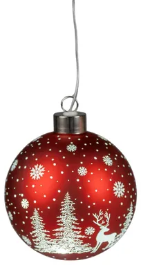 Produktbild von formano LED Hängekugel 10 cm Winter-Rot mit Timer 6h/18h Weihnachtsdeko