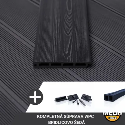 Obrázok produktu pre MEGA HOLZ Kompletná Sada Terasových Profilov WPC - 11 m² - Bridlicovo Sivá