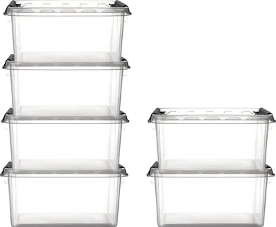 Produktbild von 6x Aufbewahrungsbox stapelbare Box Smart Store Classic 31 transparent mit Deckel & Klickverschluss