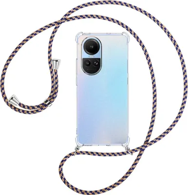 Produktbild von Handykette Backcover-Schutzhülle mit Band (Metall silberfarben) für Oppo Reno10 5G, Reno10 Pro 5G (6.7'') - blau+beige