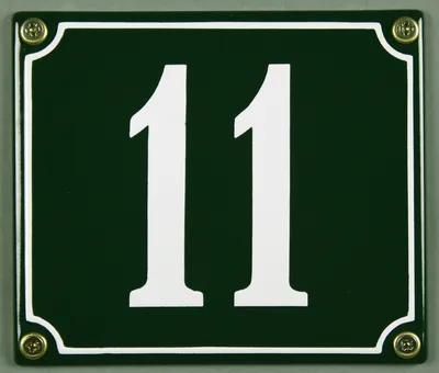 Produktbild von Hausnummernschild 11 grün 12x14 cm Schild Emaille Hausnummer Haus Nummer Zahl Ziffe