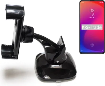 Produktbild von K-S-Trade kompakte Handy-Halterung Windschutzscheibe kompatibel mit Xiaomi Mi 9T Pro Armaturenbrett schwarz Autohalterung KFZ Halter