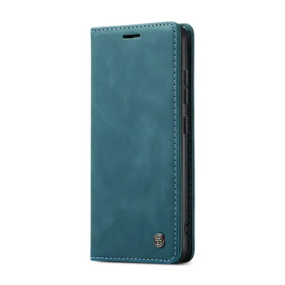 A dark cyan blue flip phone case is shown against a white background.