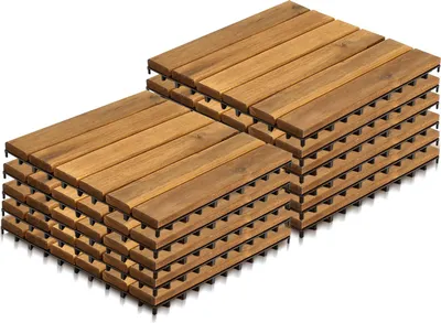 Produktbild von Eikuavons Terrassenverlegeplatten aus Massivholz 88 Stück 30x30cm belastbar für Balkon Außenbereich