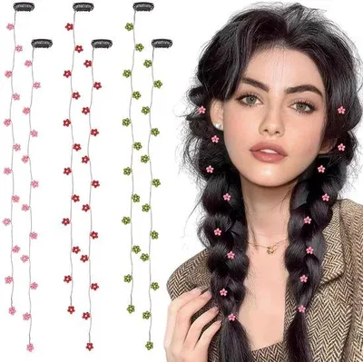 Image de Accessoires pour cheveux tressés - Lot de 6 pièces - Ornements pour cheveux tressés - Accessoires pour cheveux - Bijoux pour la tête - Accessoires pour cheveux pour femmes - Idéal pour le printemps - Pour les occasions spéciales et le quotidien - Fabriqués en fibres synthétiques - Couleur argentée - Lot de 6 pièces - Ornements pour cheveux tressés - 6 pièces