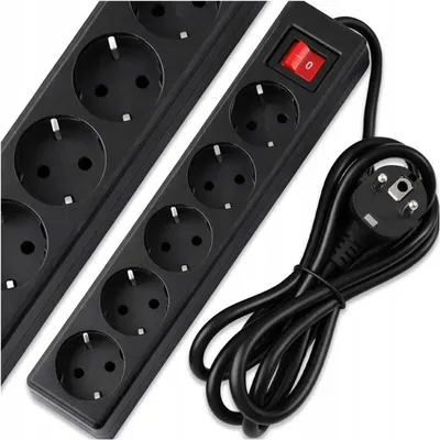 Produktbild von Steckdosenleiste 5-fach mit Schalter – 5m Kabel – Schwarz – mit Erdung