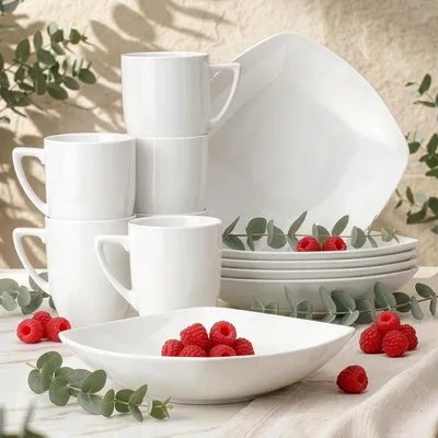 Produktbild von Konsimo Kaffeeservice CARLINA für 6 Personen  (12 Stück) , Weiß, Porzellan, Italian, 20x20cm/300ml