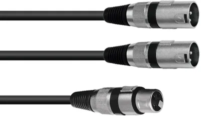 Produktbild von OMNITRONIC Adapterkabel XLR(F)/2xXLR(M) 0,5m sw