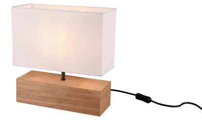 Zdjęcie produktu dla Lampa stołowa WOODY brązowo-biała 1xE27x60W tkanina wym:30,5x30x12cm IP20 RL