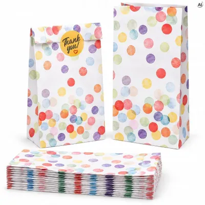 Produktbild von Papiertüten für Süßigkeiten 30er Set - Geschenktüten mit Aufklebern für Geburtstag