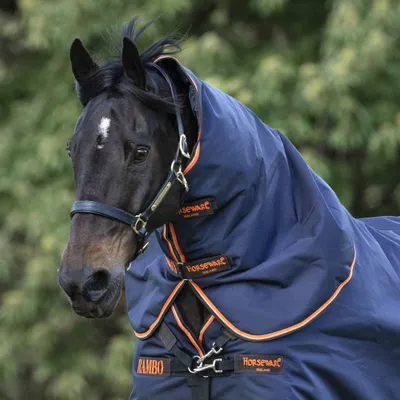 Immagine prodotto di Horseware Rambo Supreme Hood 50g - Navy/Arancione