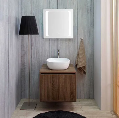 Produktbild von Holzoptik- Badmöbelset mit Aufsatz-Waschbecken, 60cm | Siena