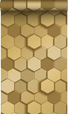 Produktbild von Origin Wallcoverings Tapete 3D Wabenmuster Gold 53 cm x 10.05 m