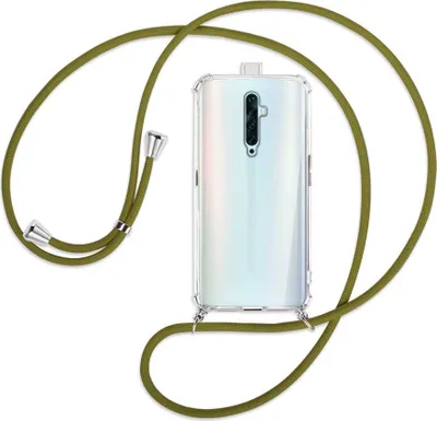 Produktbild von Handykette Backcover-Schutzhülle mit Band (Metall silberfarben) für Oppo Reno2 Z / Reno2 F - khaki