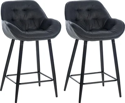 Produktbild von CLP 2er Set Barhocker Gibson Tresenstuhl gepolstert mit Fußstütze dunkelgrau Material Stoff