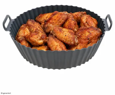 Produktbild von Airfryer Silikon Form rund Ø20cm mit Henkeln Heißluftfritteuse