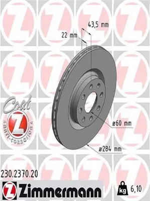 Produktbild von 2x ZIMMERMANN Bremsscheibe 230.2370.20 für OPEL Corsa D Schrägheck (S07) 44mm