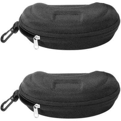 Productafbeelding van Set van 2 brillenkoffers, draagbaar, krasbestendig, zwart, 16 x 7,5 cm, gemaakt van EVA-materiaal, met rits