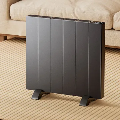 Produktbild von EMKE® Elektrické topení 1000W úsporný elektrický konvektor s časovačem, hlasovým ovládáním a WIFI, volně stojící + nástěnný antracitový elektrický radiátor