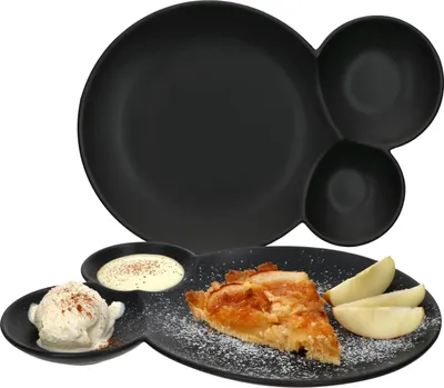 Produktbild von 2er Set NERO Servierteller 3-geteilt 28x20x2,5cm schwarz - 24304408