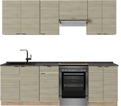 Produktbild von Küchenzeile Vicco Fame-Line Eiche Paneel/Goldkraft Eiche 240 cm , AP Anthrazit, Model 51544