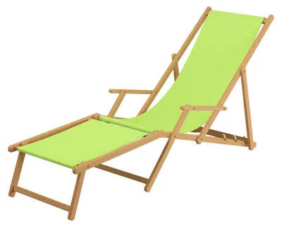 Produktbild von Liegestuhl pistazie Fußablage Kissen Deckchair klappbar Sonnenliege Holz Gartenliege 10-306NFKH